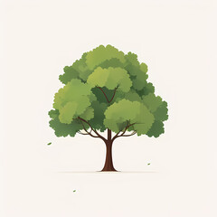 Minimalist clip art illustration of an isolated green tree on white background
