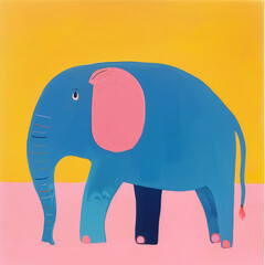 Funny card for birthday. Portrait of elephant on bright background - 759983346