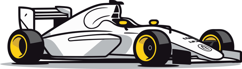 Formula Car Vector Illustration Crossing the Finish Line