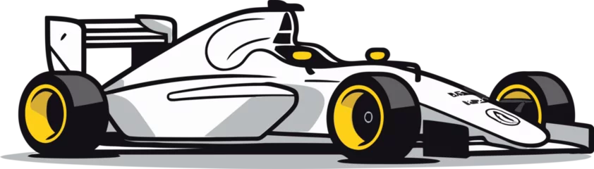Gordijnen Formula Car Vector Illustration Crossing the Finish Line © The biseeise