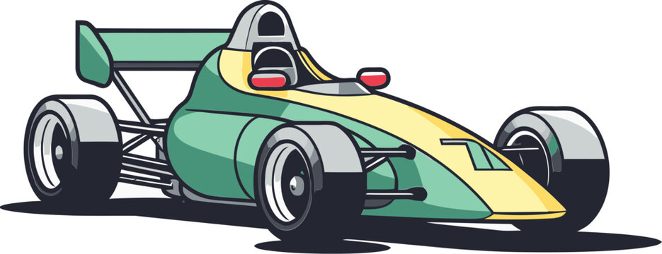 Formula Car Vector Illustration in a Cyberpunk Cityscape