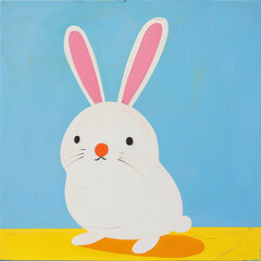 Funny card for birthday. Portrait of rabbit on bright background. Square frame - 759983956