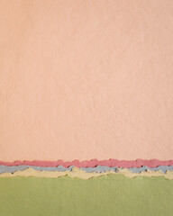 abstract paper landscape in pink and green pastel tones - collection of handmade rag papers - 759983971