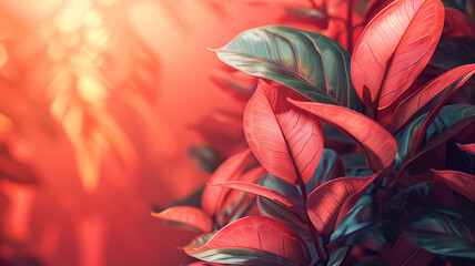 A red leafy plant with green leaves