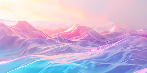 Foto auf Alu-Dibond 3D render of a smooth, flowing gradient landscape with iridescent colors blending seamlessly into one another  © Abstract Delusion