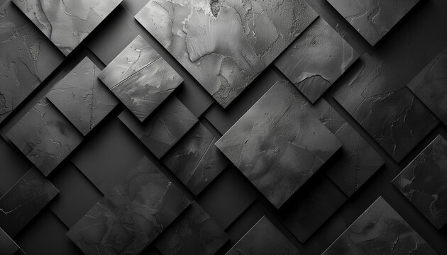 Minimalistic Abstract black canvas with a geometric diamond tessellation highlighted by a spotlight