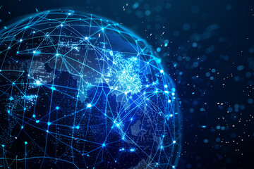 Communication technology for internet business. Global world network and telecommunication on earth