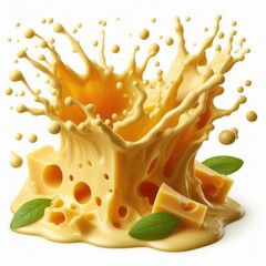 A splash of Melted cheese isolated on a white background   
