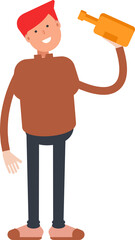 Boy Character Drinking Beer
