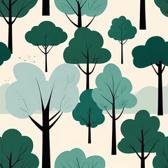Fototapeta premium Green trees background design, non seamless texture