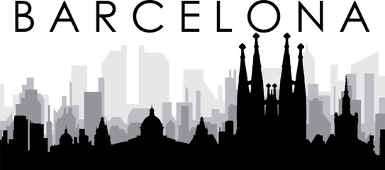 Cityscape skyline panorama of BARCELONA, SPAIN
