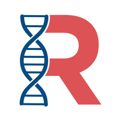 Initial Dna Logo combine with letter R vector template