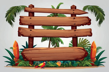 Wooden billboard. blank banner set. collection of vintage