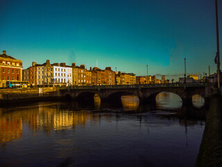 Grattan bridge city, Ireland, Dublin, water, lake, sea, sky, blue, colors