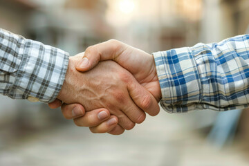 Close-up Handshake Agreement in Urban Setting