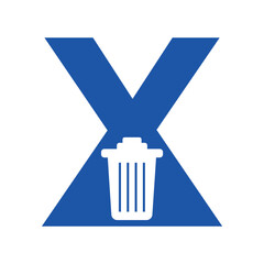 Garbage bin logo Logo combine with letter X vector template