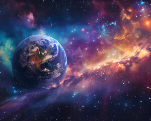 Earth in Vivid Cosmic Landscape
