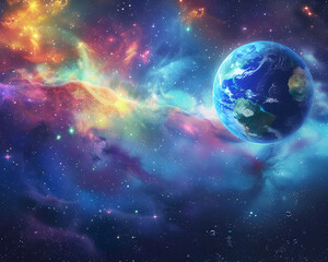 Obraz na płótnie Canvas Earth in the Splendor of a Colorful Galaxy