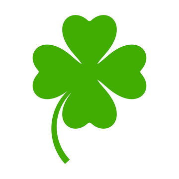 Flat shamrock icon. Clover four leaves logo. Green floral symbol.