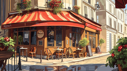 Parisian Caf Corners - obrazy, fototapety, plakaty
