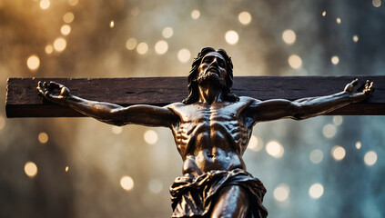 figure of crucified jesus - obrazy, fototapety, plakaty