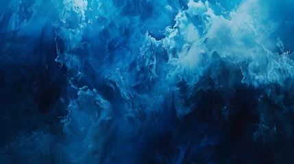 Foto op Plexiglas Abstract blue paint wallpaper. Detailed stroke of paint. © KHF
