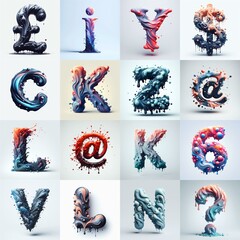 Liquid 3D Lettering Typeface. AI generated illustration