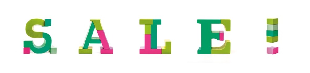 SALE! in modern colors 3D font letter alphabet wooden toy blocks