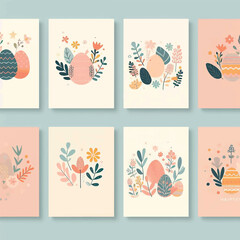 Easter Background Template . Easter Egg Elements. Vector Illustration.