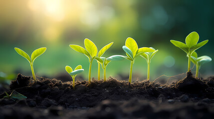 small green plants on the land