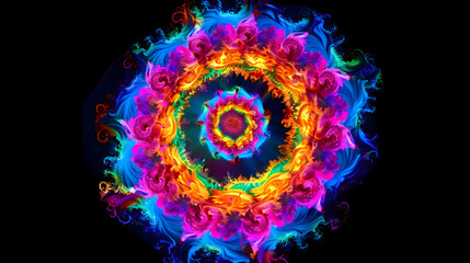 to create a captivating shape that immerses viewers in the exhilarating atmosphere of a music festival rave, isolated on a black background