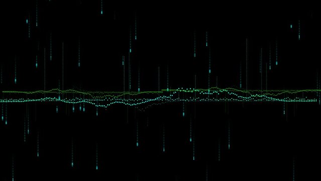 An abstract portrayal of digital particle waves and dancing light, the Concept of cyberspace, technological connectivity, and digital abstraction.