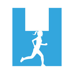 Run logo combine with letter H vector template