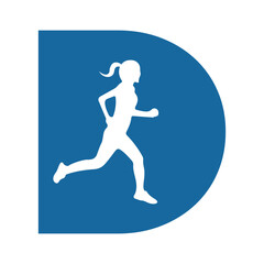 Run logo combine with letter D vector template