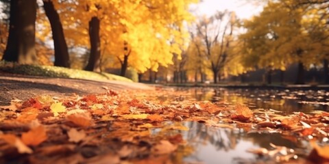 Naklejka na ściany i meble beautiful autumn park Generative AI