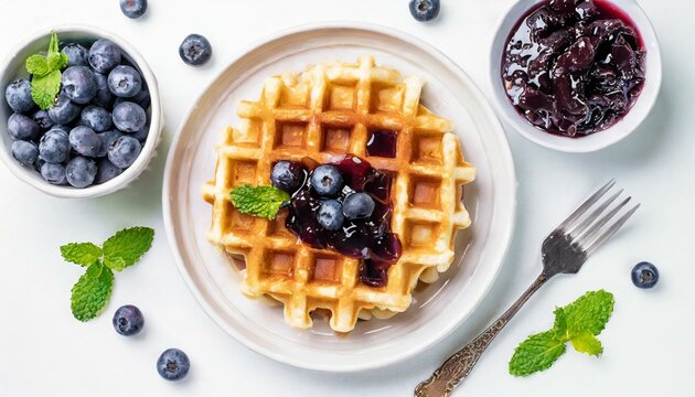WAFFLES LOW CARB COM MIRTILOS EM ESTILO MINIMALISTA	