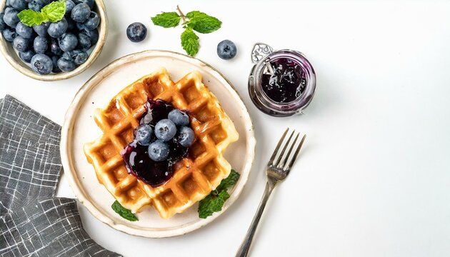 WAFFLES LOW CARB COM MIRTILOS EM ESTILO MINIMALISTA	
