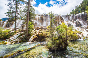 Pearl Beach Waterfall in Jiuzhaigou, Sichuan, China