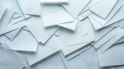 Horizontal AI illustration scattered white paper sheets on a flat surface. Backgrounds and textures. - obrazy, fototapety, plakaty