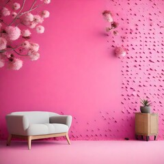 pink sofa in a room with a window