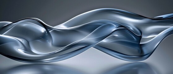  an abstract image of a wave of blue and white liquid on a gray background with a reflection on the floor.