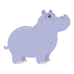 Cute cartoon hippopotamus vector children's vector illustration in flat style. For poster, greeting card and children's design