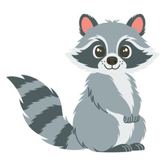 Cute cartoon raccoon vector children's vector illustration in flat style. For poster, greeting card and children's design