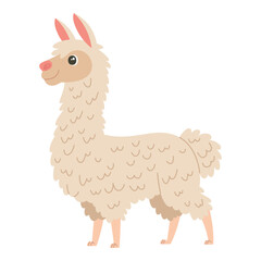 Cute cartoon llama vector children's vector illustration in flat style. For poster, greeting card and children's design