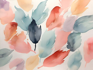 watercolor background with leaves and petals