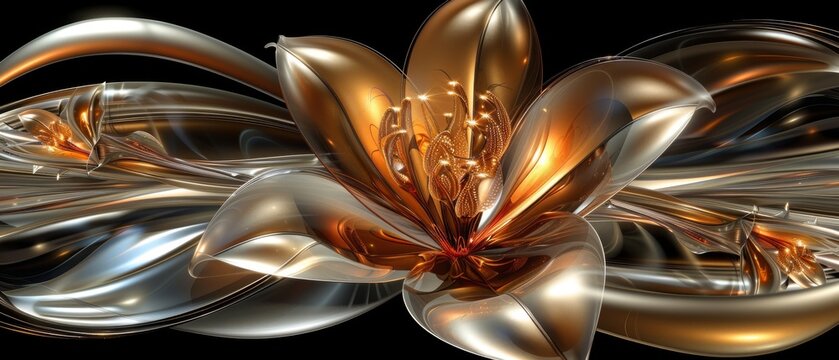  A gold and silver flower image on a black background