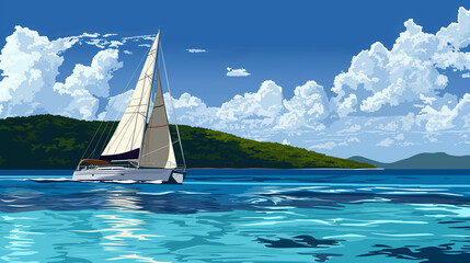 Serene Whitsunday Sails - obrazy, fototapety, plakaty