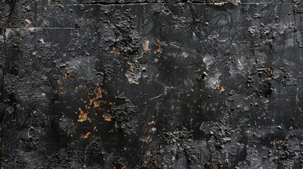Gritty paint texture. Worn-out black surface. Distressed rectangle mark. Grungy artistic background. Digital graphic.