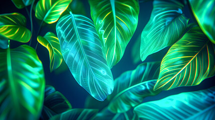 Tropical Green Leaves, Natures Pattern and Texture
