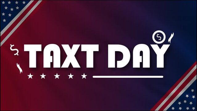 Taxt Day Text Animation with American Flag Background